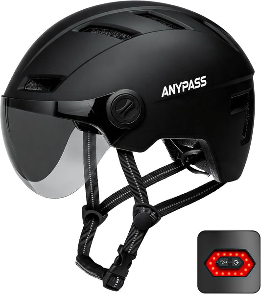 Bike Helmet Adult Men Women, Bicycle Helmet with Rechargeable Rear Light