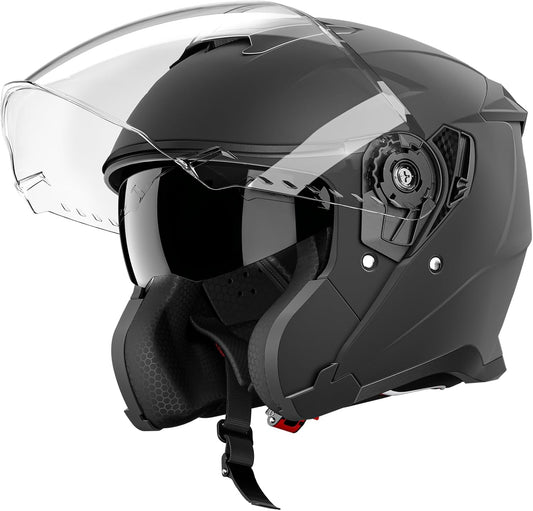 Motorcycle Helmets for Adults, Open Face Motorcycle Helmet with Dual Visor